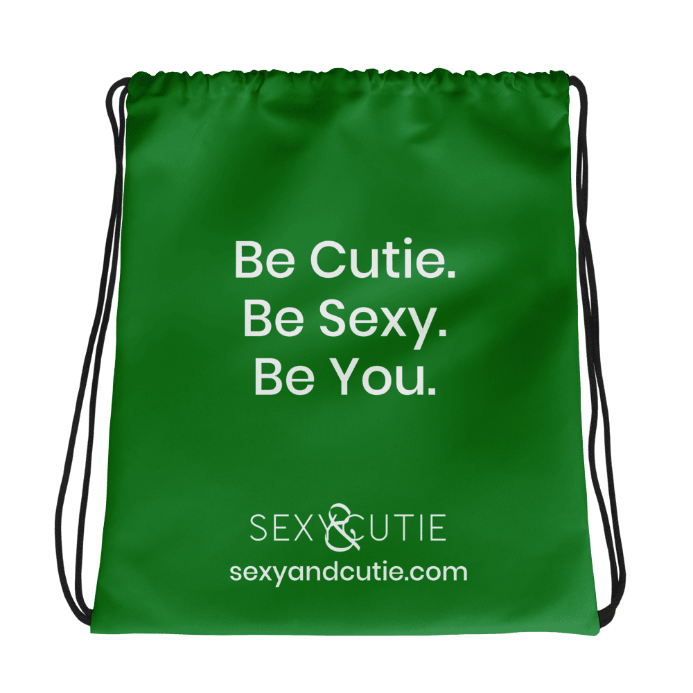 Bossa de roba verda amb text inspirador per a dones segures i sexys.