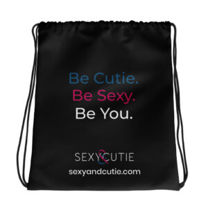 Bossa amb missatge "Be Cutie. Be Sexy. Be You." en colors cridaners.