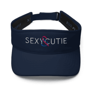 Cinta esportiva amb logotip "Sexy & Cutie" en color blanc i detalls en rosa i blau.